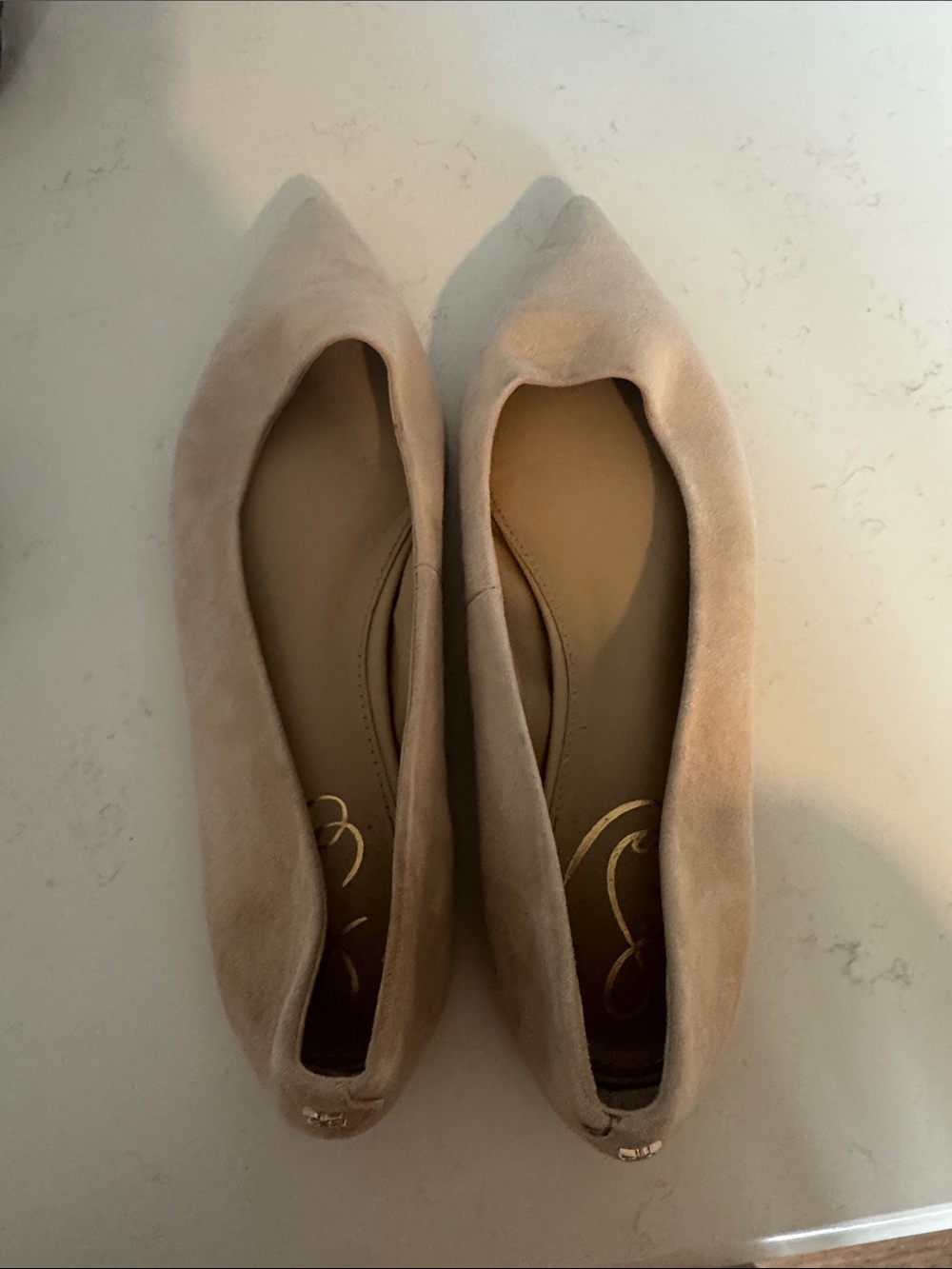 Sam Edelman Pointed-Toe Women’s Flats in Beige Suede